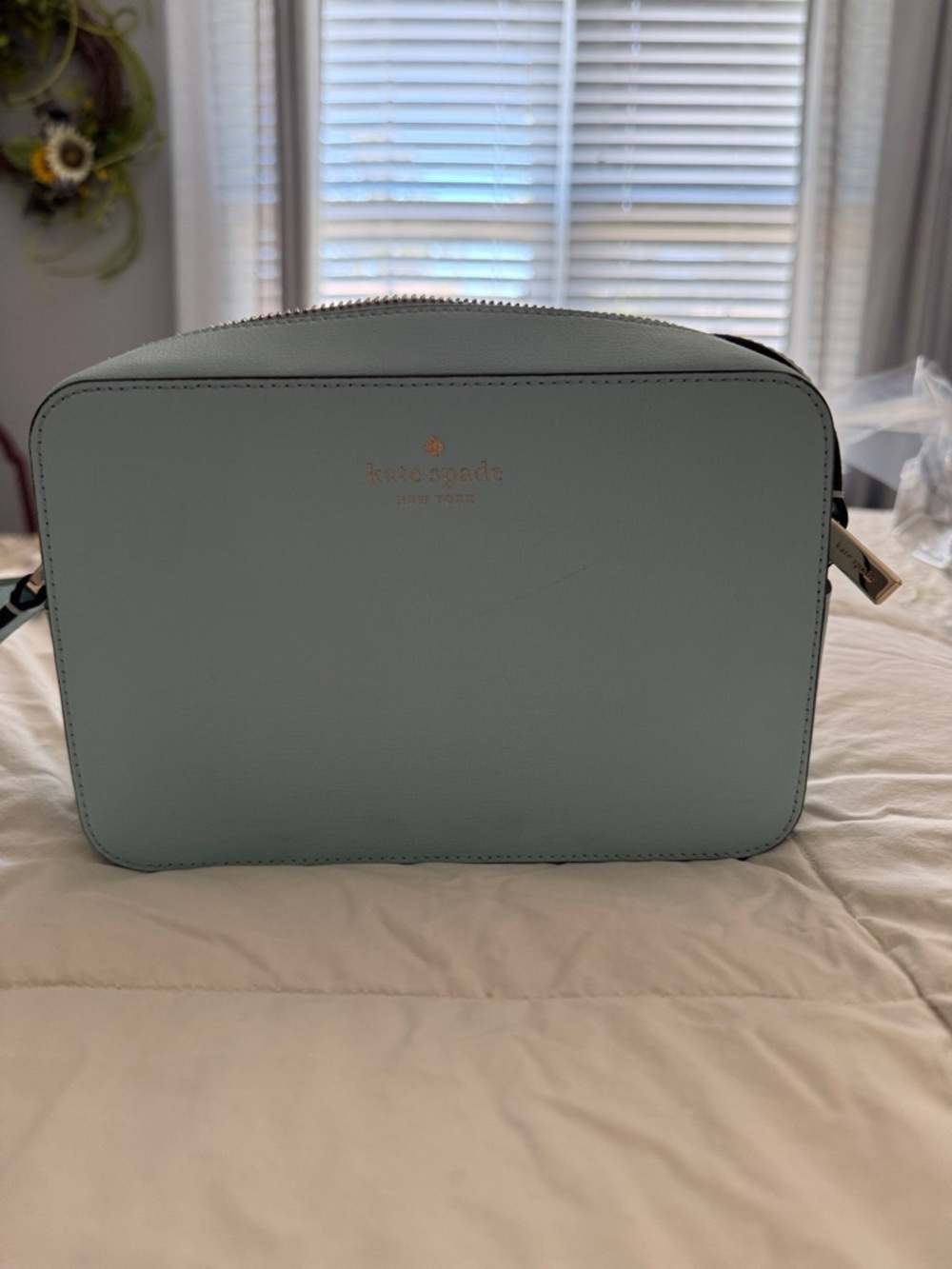 kate spade Light Blue Leather Camera Crossbody